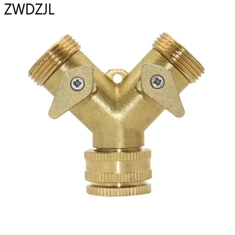 G1/2 G3/4 water splitter for copper garden faucet 2-way irrigation valve hose brass splitter 2-way quick connector 1 pc