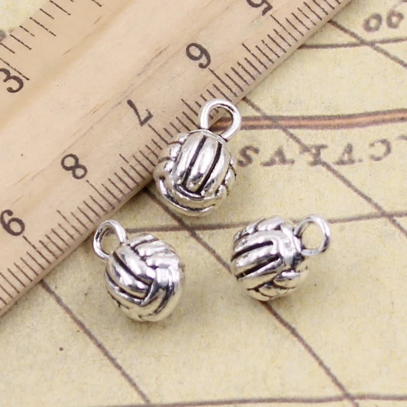 10pcs Charms 3D Pallavolo 15x10x10mm Tibetano Bronzo Argento Pendenti di Colore Antico Monili Che Fanno FAI DA TE artigianato fatto a mano