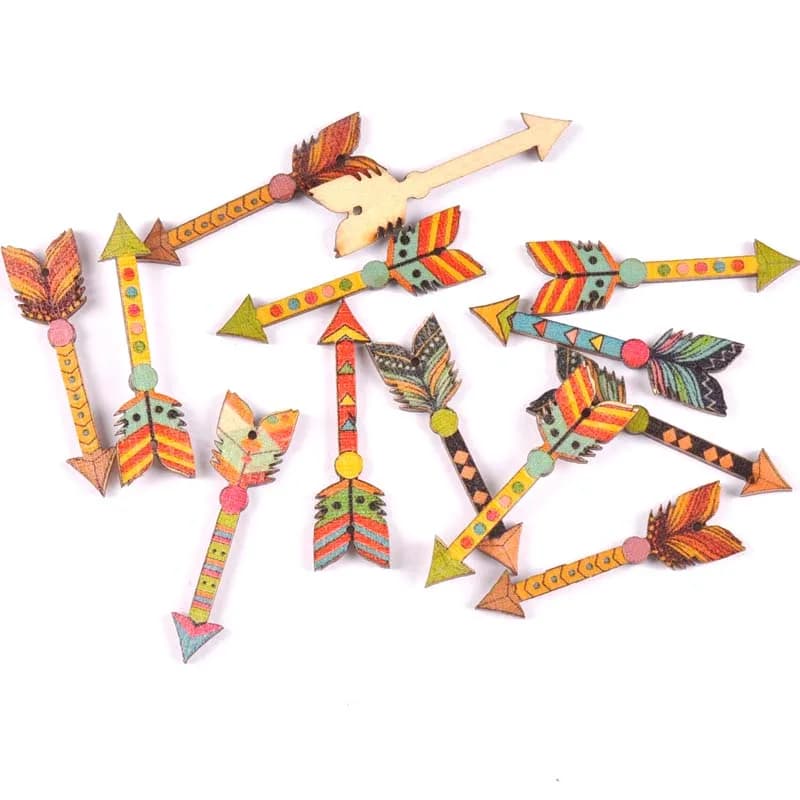 50 pezzi di frecce miste modello Scrapbooking in legno artigianale per abbellimenti fatti a mano fai da te artigianato Decor 44x12mm MT1815