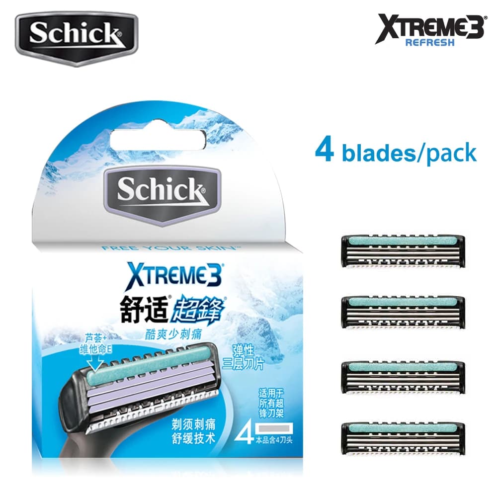 4 lame/lotto originale Schick XTREME3 lama di rasoio di sicurezza da uomo barba rasoio corpo rasatura dei capelli sostituzione in magazzino spedizione gratuita