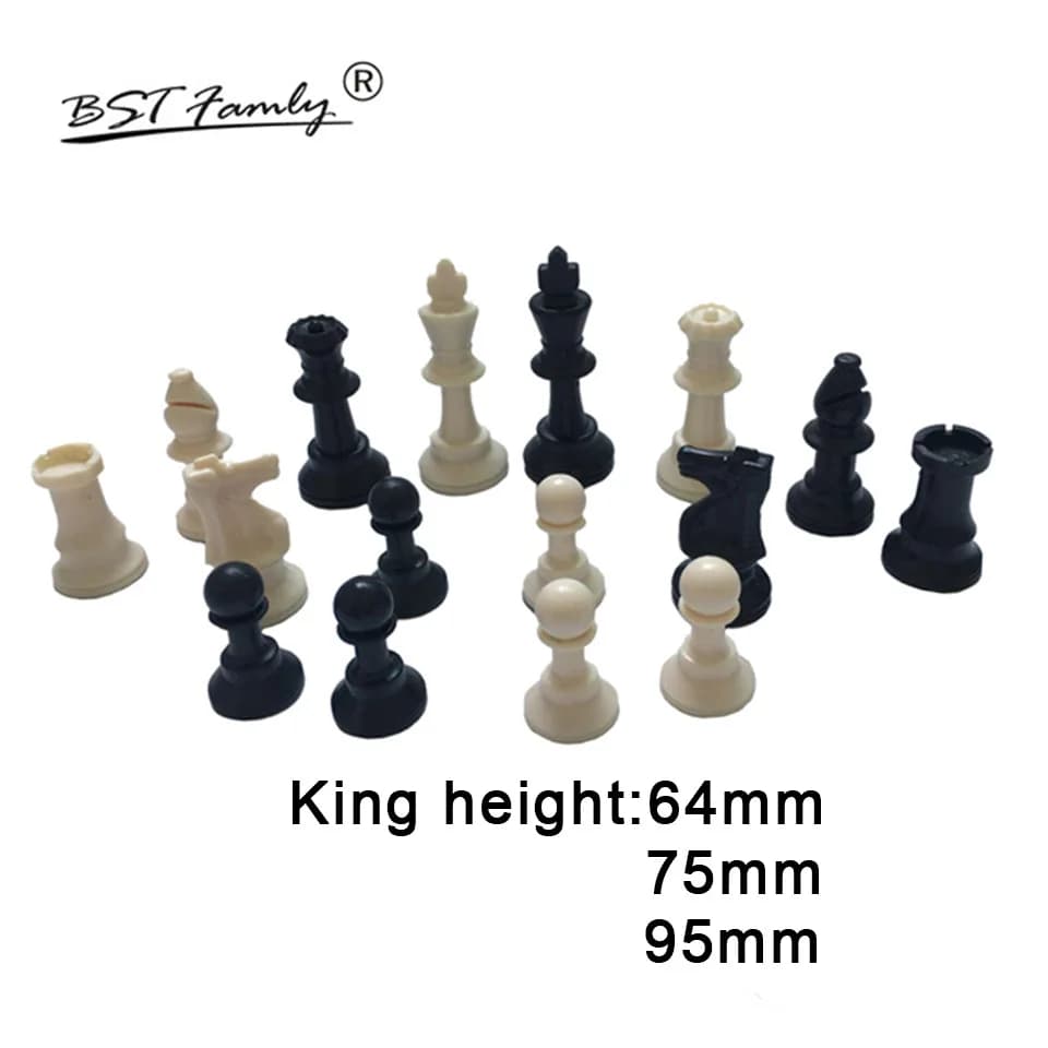 BSTFAMLY Re Altezza 64/75/95 millimetri di Plastica Set di Scacchi Gioco di Scacchi Per Il Trasporto Conveniente Luce Chessman Internazionale di Scacchi pezzi LA67