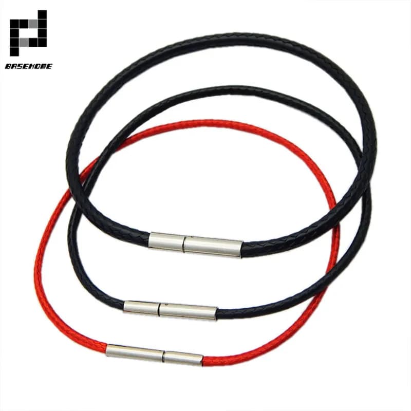1.5/2/3mm Nero Rosso Bracciale Chiusura in acciaio inossidabile per donna Uomo Coppia String in pelle Homme Filo a mano Gioielli maschili di tendenza