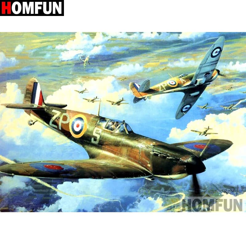 HOMFUN Full Square/Round Drill 5D DIY Diamond Painting "Combat plane" Embroidery Cross Stitch 5D Home Decor Gift A14512