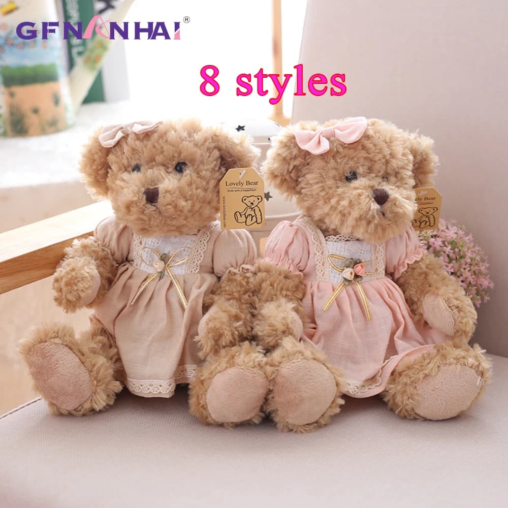 2 pz/lotto 26cm bella coppia orsacchiotto con panno peluche bambole peluche bambini ragazza compleanno regalo di natale