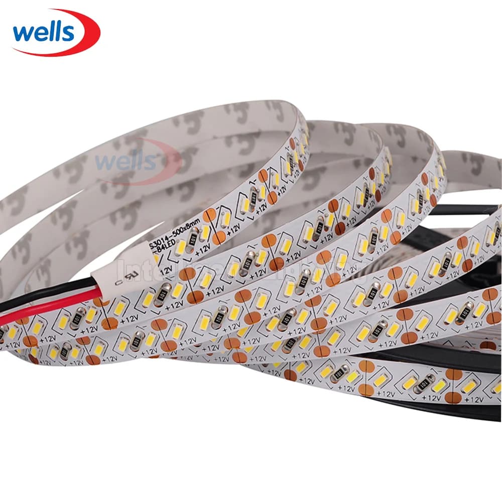 DC 12V 5M Superbright 8mm High Bright 3014 SMD 168leds/M bianco/bianco caldo flessibile LED Strip Light non impermeabile