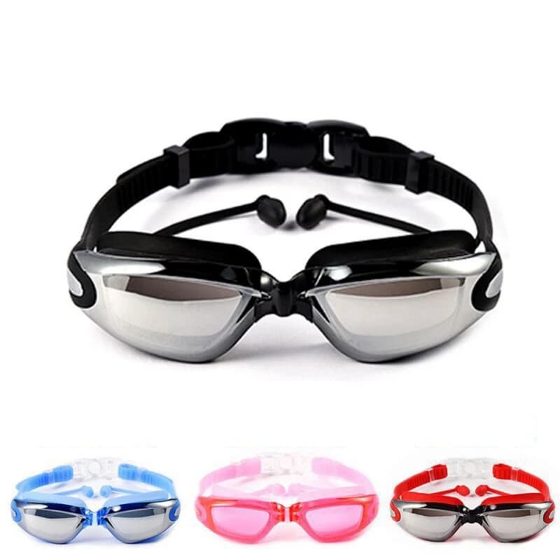 Men Women's Waterproof Outdoor Swimming Glasses Large Mounting with Silicone Ear Caps Swimwear Water Sports Glasses