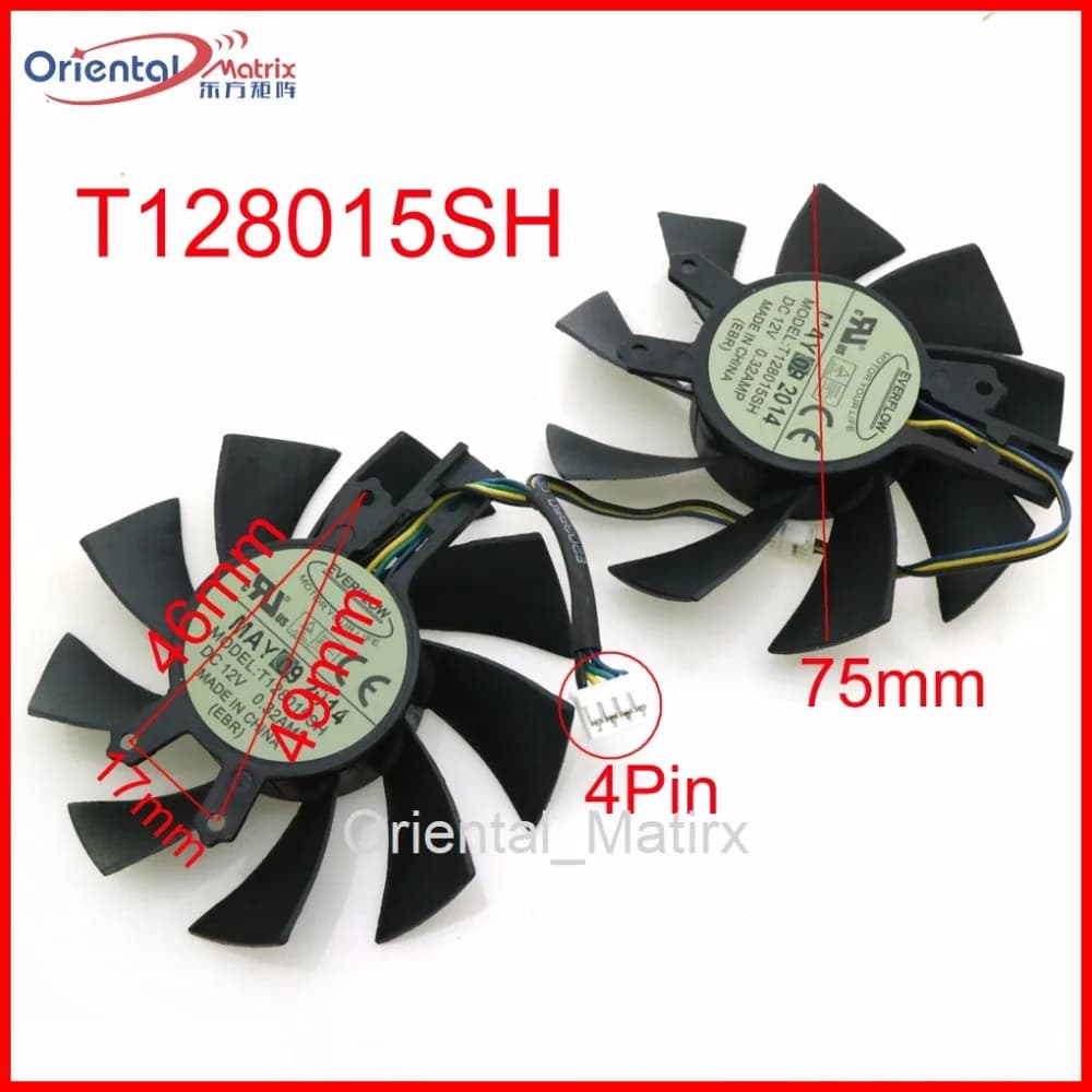 Trasporto Libero T128015SH 75 millimetri 49*46*17mm 0.32AMP 4Pin Per Hasee GM50Ti GTX750Ti GTX950 GTX960 Grafica scheda Video VGA Fan