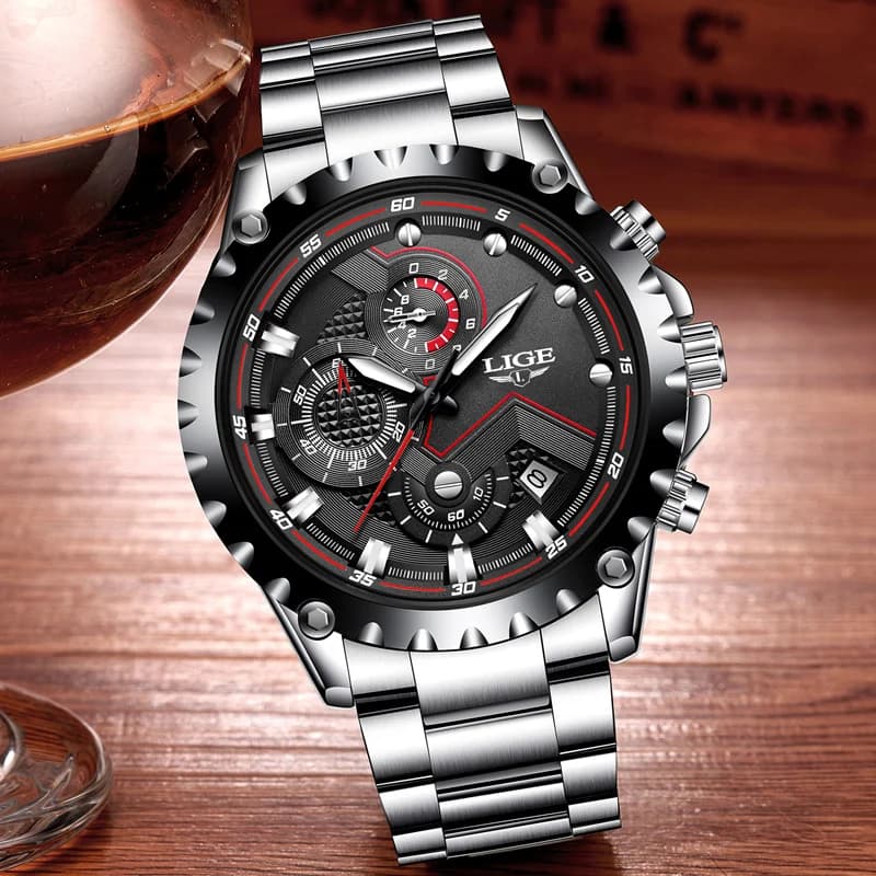 2025 LIGE Orologio da uomo Orologio al quarzo moda Uomo Top Brand di lusso Tutto in acciaio Business Orologio sportivo impermeabile Relogio Masculino + SCATOLA