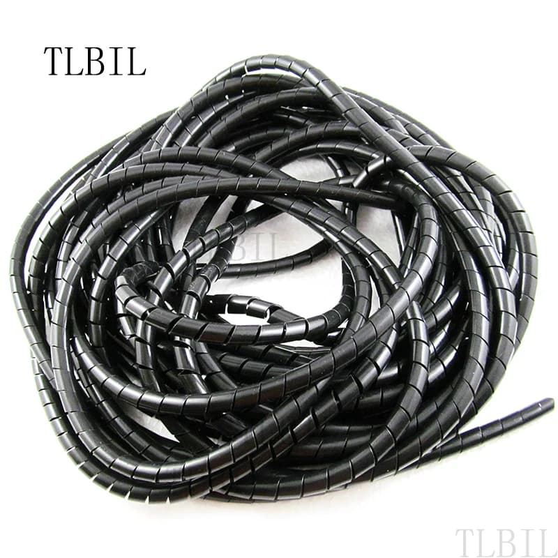 4mm 70.5FT (21.5 m) Cavo A Spirale Wire Wrap Tubo Computer Gestione Cord nero