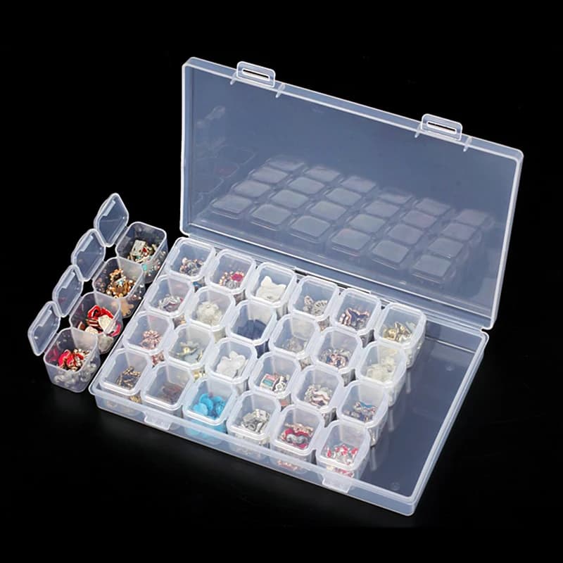 28 griglie scatola di immagazzinaggio del ricamo del diamante contenitori medicina pittura diamante accessori scatole caso punto croce strumenti organizzatore