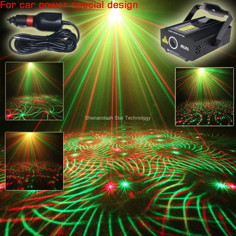 Proiettore laser RG con 4 modelli di effetto, adattatore per auto, per esterni, giardino, collina, parco, feste, spettacoli di luci da palcoscenico CR1D2