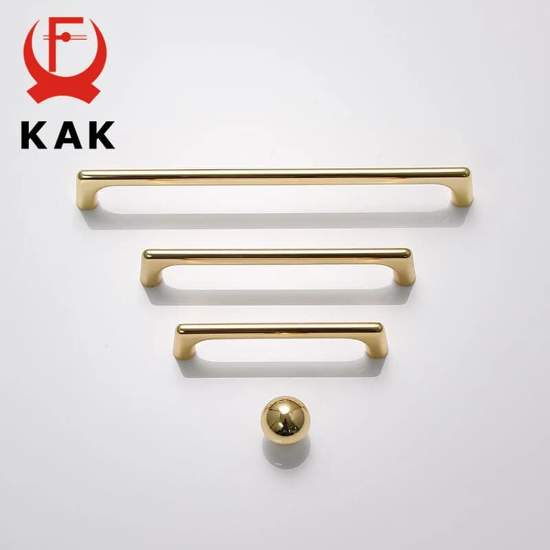 KAK Maniglie per mobili in oro brillante alla moda Manopole per cassetti solide Maniglie da cucina Maniglie per porte dell'armadio Maniglia per mobili Ferramenta per mobili