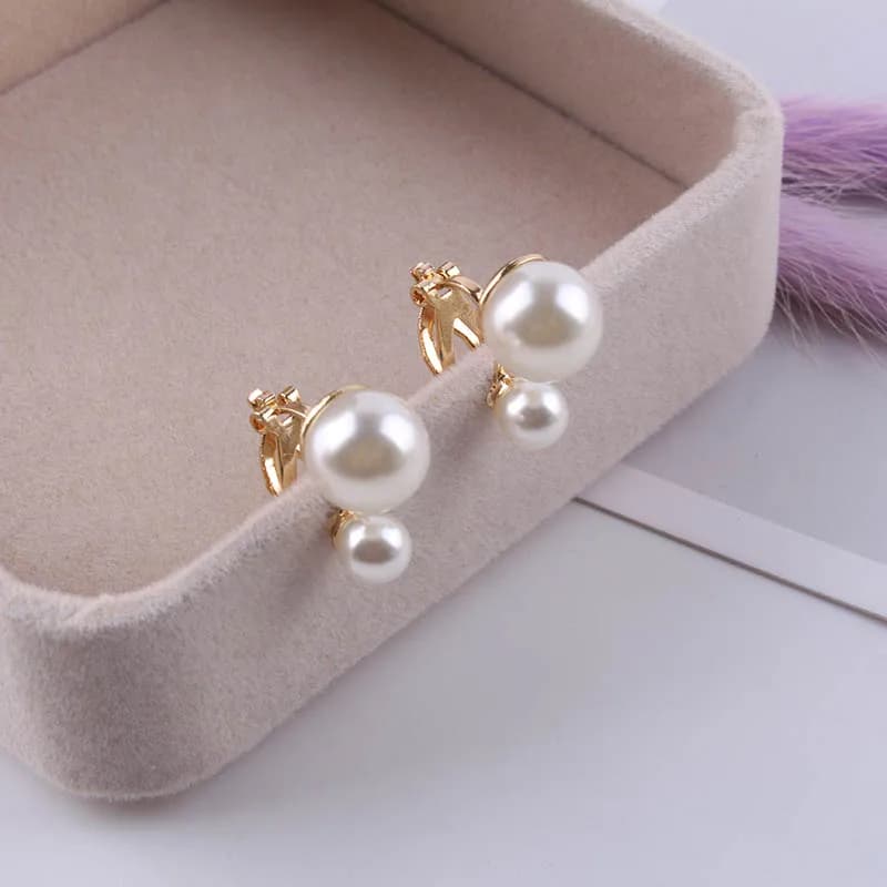 JIOFREE Orecchini a clip con perla simulata per donna Festa di nozze senza orecchini forati Maxi gioielli Amore Regalo di Natale