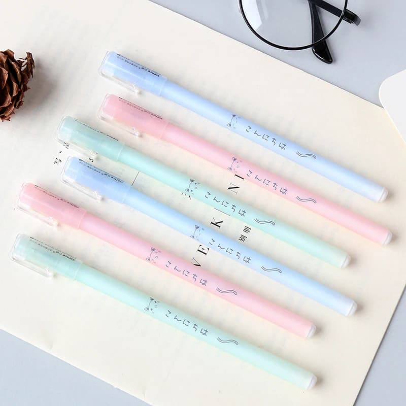 12 Pz/lotto Creativo Corea Del Fumetto Gatto Semplice penna gel 0.38mm inchiostro nero Studente di Scrittura Prova Firma Penna Scuola Forniture Per Ufficio