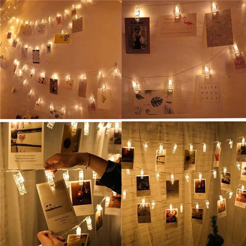 1M 3M 6M Photo Clip Holder LED String lights fata ghirlanda per natale capodanno matrimonio casa decorazione per interni alimentato a batteria