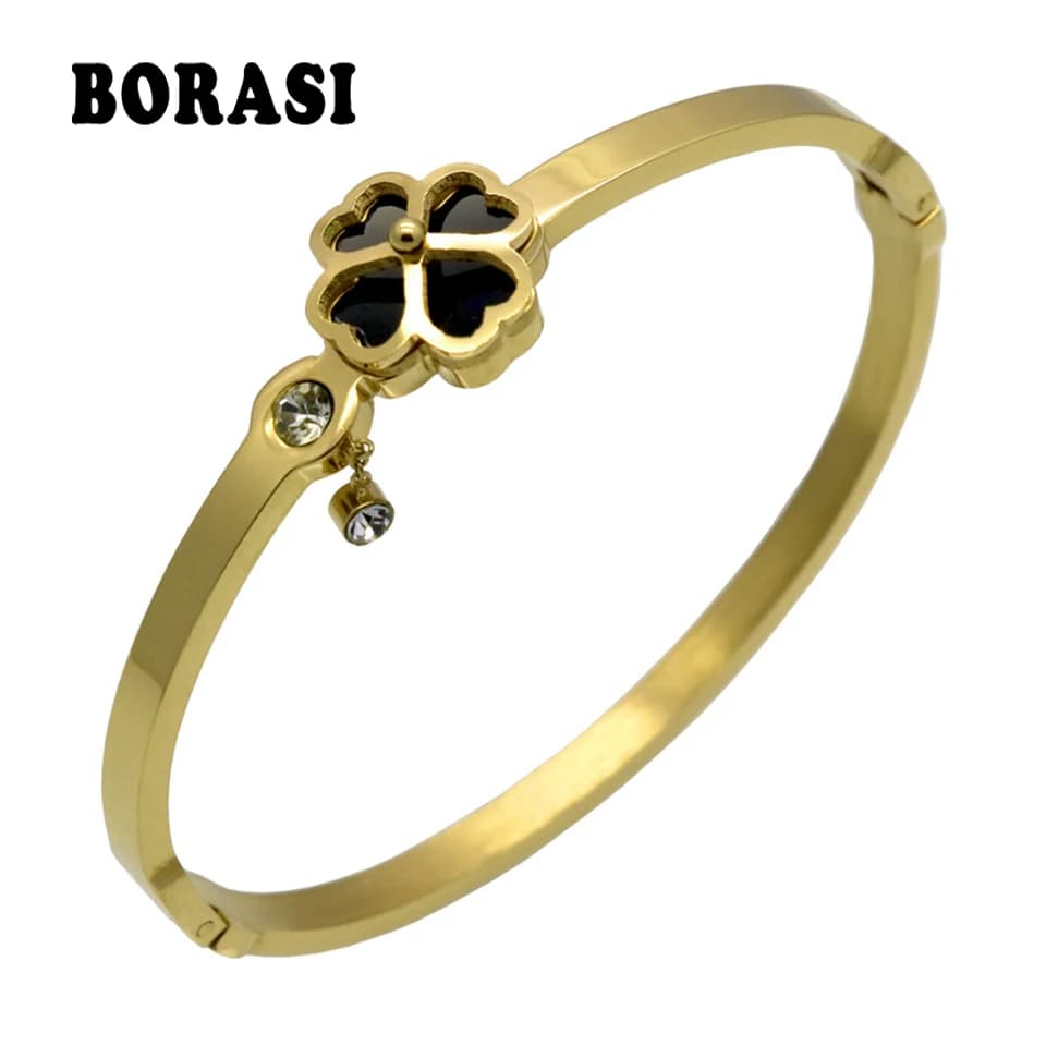 Braccialetti di trifoglio girevole per donna braccialetti e braccialetti di cristallo di colore antico gioielli da sposa cuore nuziale regalo di natale 2017