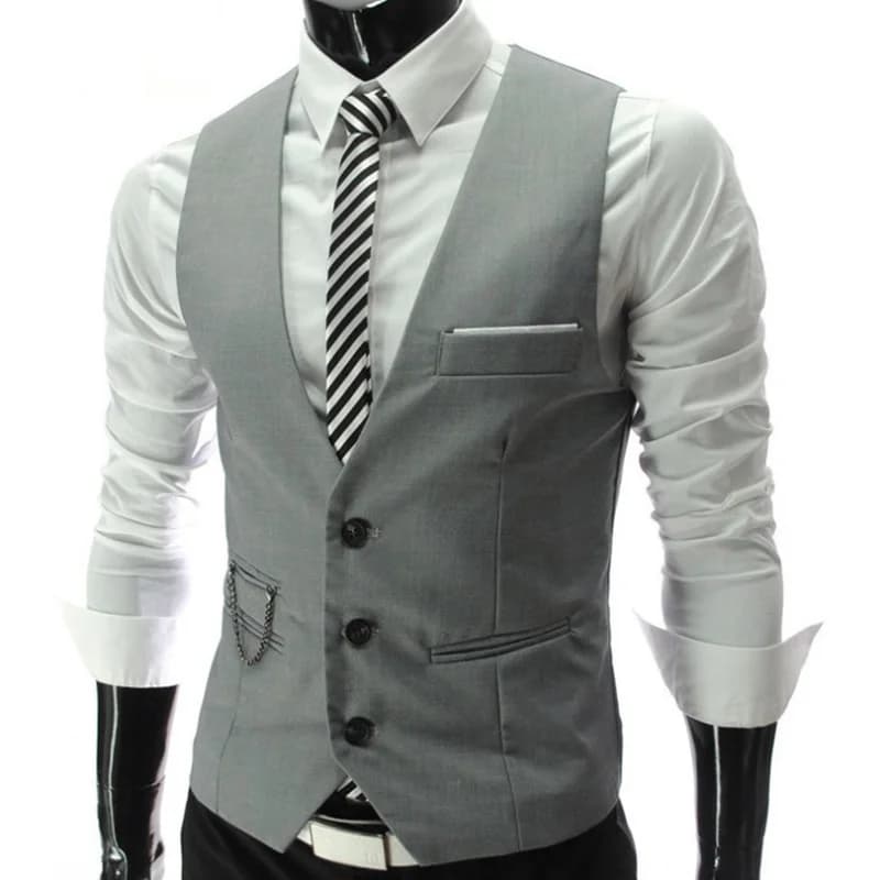 2025 Nuovo vestito grigio Gilet Slim Fit Gilet da uomo Gilet casual senza maniche Gilet Homme Giacca da lavoro formale maschile