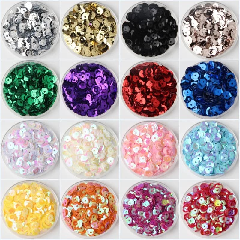 10 g/lotto Multi Formato 4mm/5mm/6mm/8mm Paillettes PVC Tazza Rotonda Paillettes Paillettes Cucito Artigianato di Nozze, Accessori Per Indumenti da Donna