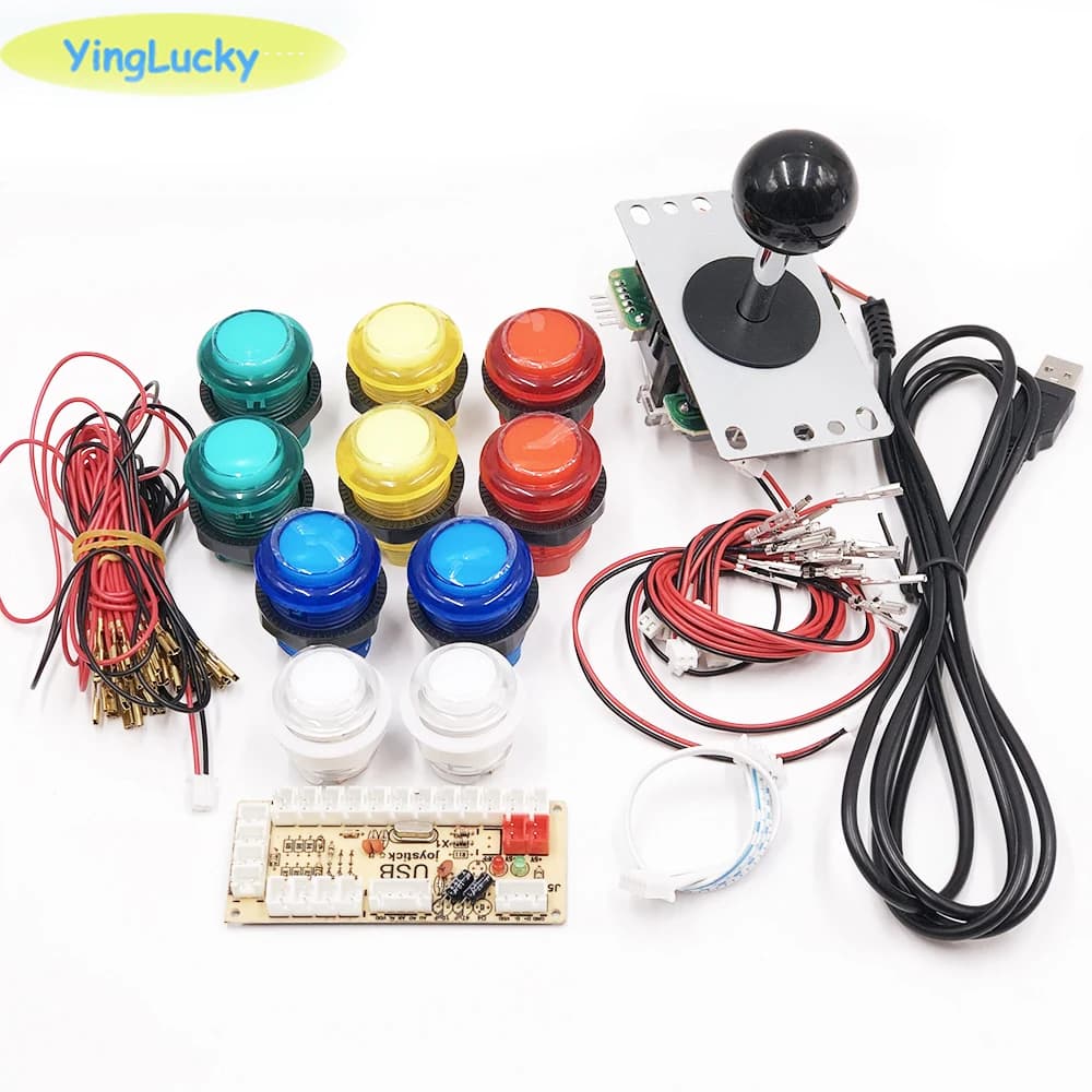 Arcade Raspberry Pi 3 Retropie Project Sticks Arcade DIY + USB connector + start LED button + coin button