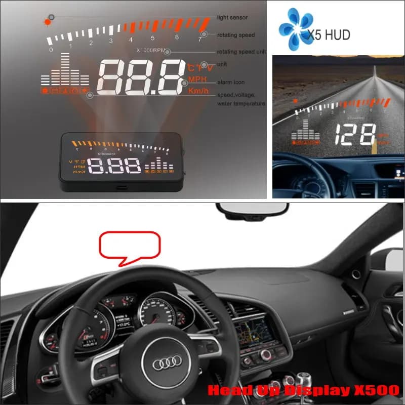 Per Audi A8/R8 (D4) 2010-2025: Accessori HUD per auto, Display Head-Up, Proiettore Schermo per Guida Sicura, Riflettente sul Parabrezza