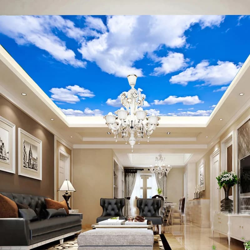 Soffitto Murale Personalizzato 3D Foto Carta Da Parati Cielo Blu E Nuvole Bianche Della Parete Murale Carta Da Parati Per Soggiorno Soffitto di Contattare carte di carte di