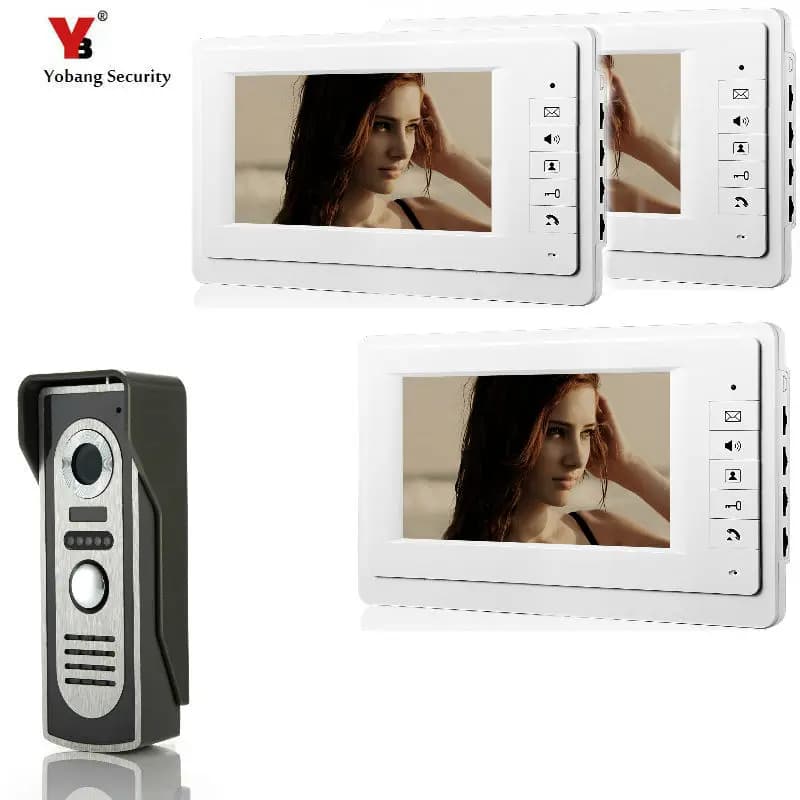 Videocitofono da 7 pollici campanello citofono per campanello in metallo esterno domestico impermeabile, visione notturna, sblocco 1000TVL 4 fili
