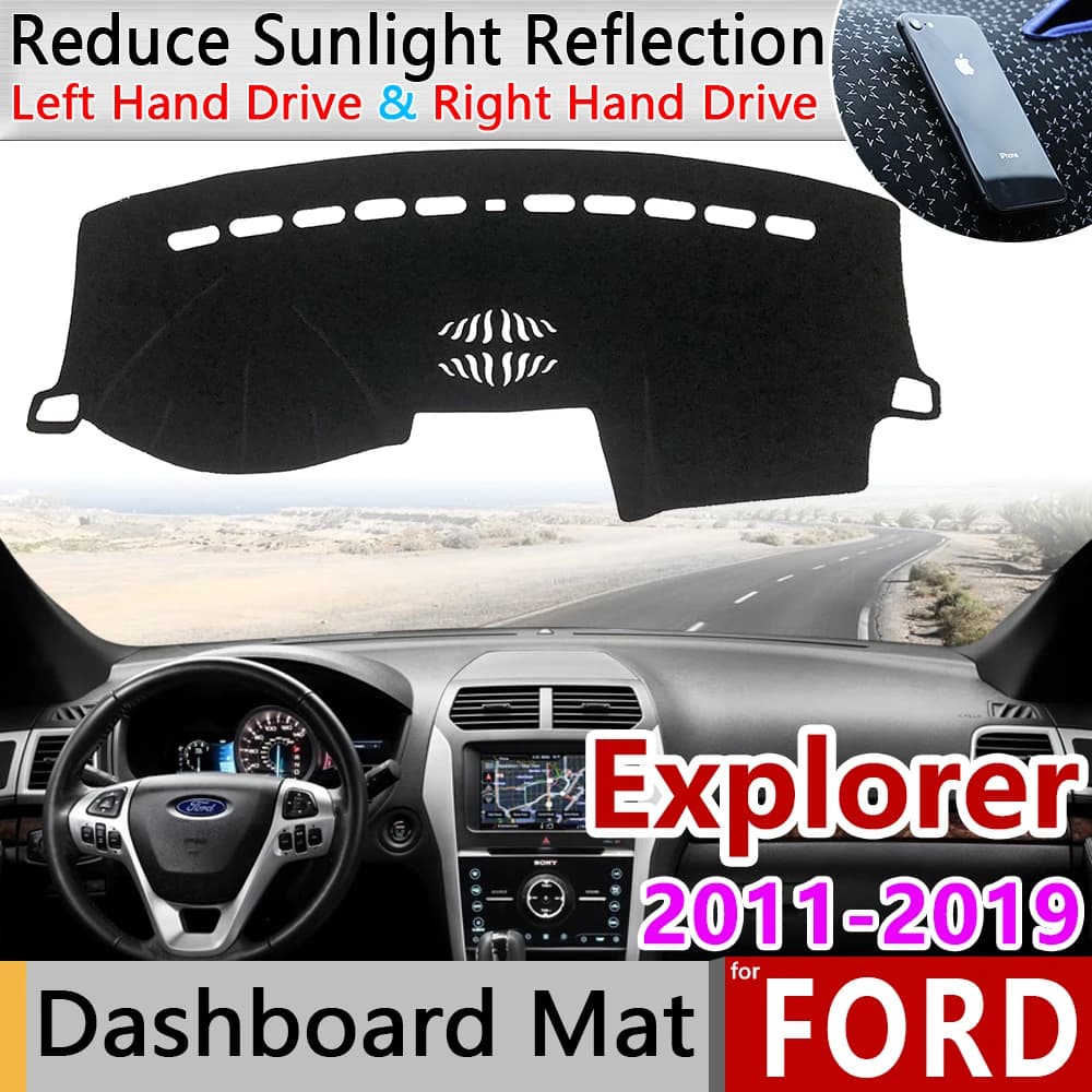 Per Ford Explorer 2011 ~ 2019 U502 MK5 Tappetini anti scivolo Cruscotto Rilievo Copertura Parasole Dash Zerbino Proteggere Gli Accessori 2013 2015 2017 2018