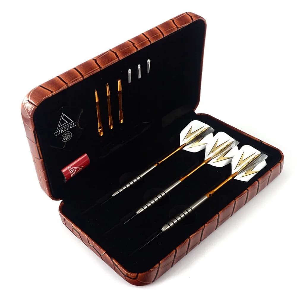 CUESOUL Freccette con punta in acciaio al tungsteno-19 grammi Freccette con botti di freccette al 90% al tungsteno con custodia per freccette arancione
