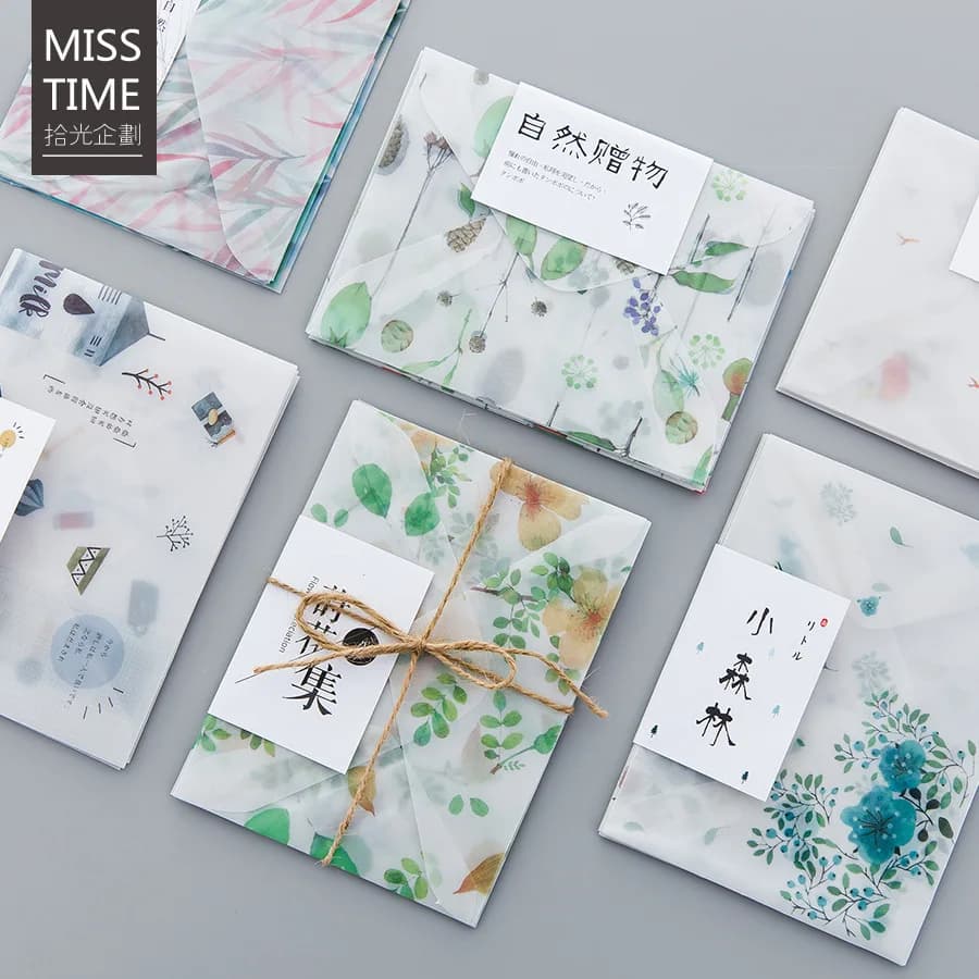 4 busta di carta pergamena serie Fresh Nature pz/pacco per cancelleria coreana regalo