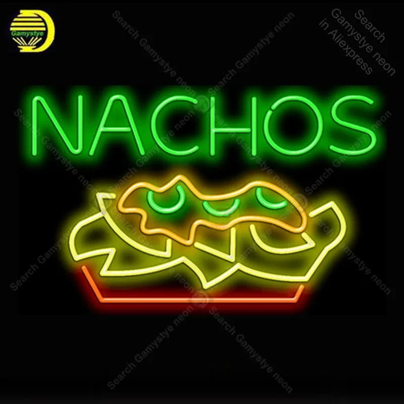 Insegna al neon per Nachos Nudle insegna al neon Decor food hotel Negozio Display Lampade al neon artigianali Arcade Art pubblicizzare il ristorante