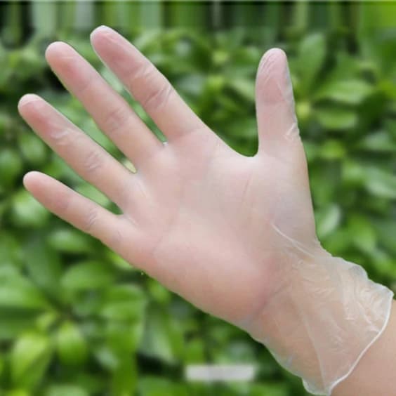 Guanti in vinile usa e getta da 100 pezzi/scatola per la pulizia dei lavori domestici, supporto da cucina, barbecue, guanti in PVC Powd trasparenti multifunzione