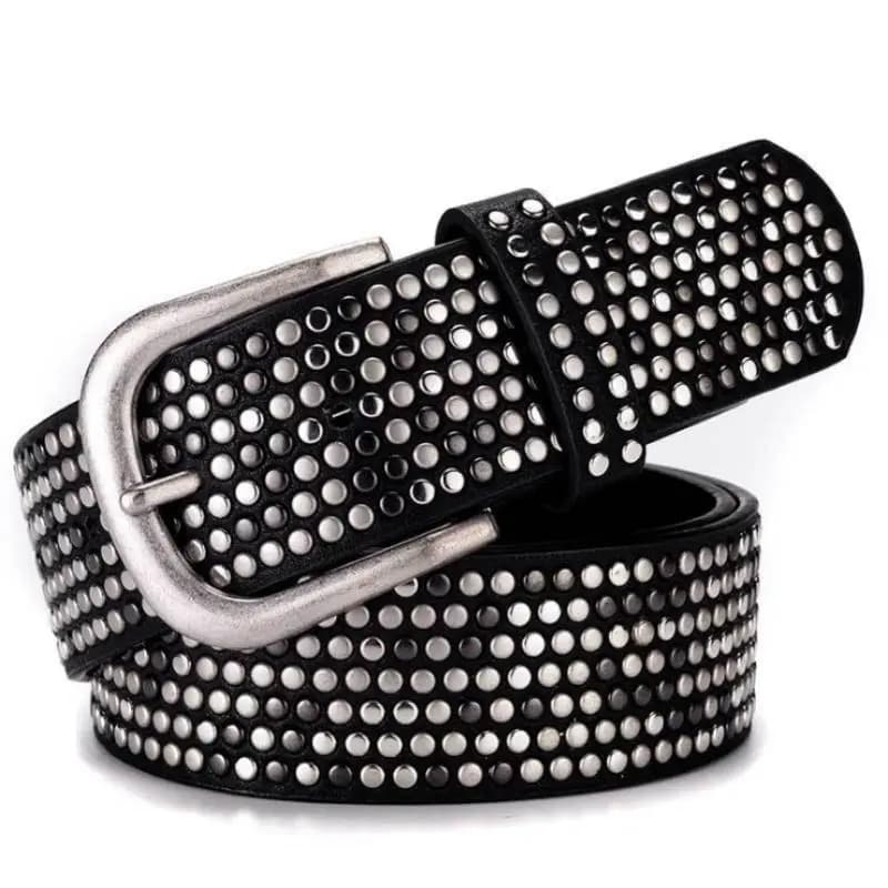 Cintura da Donna in Pelle PU Originale di Lusso con Borchie a Punti e Fibbia a Perno, Stile Punk, per Jeans e Abiti Femminili