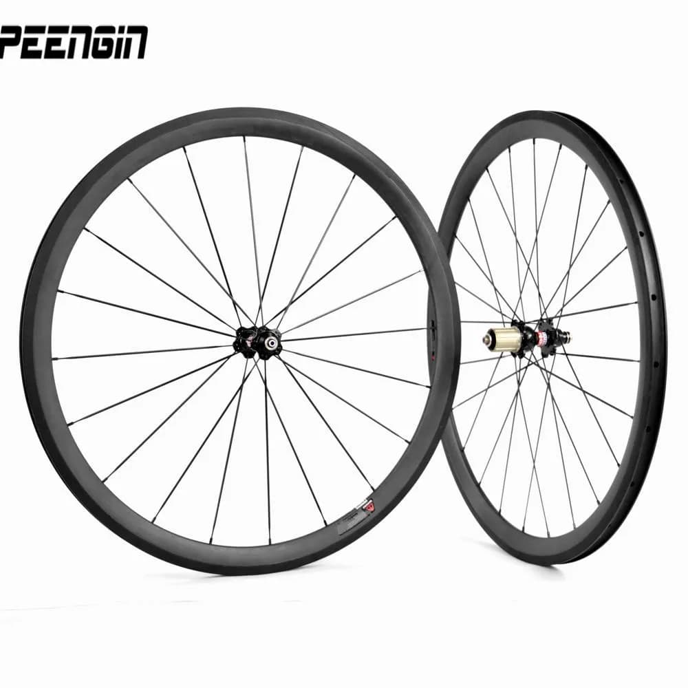 38mm Clincher Velo Light OEM 700C Carbon Wheel Set for Running Bicycles, Width 25mm, 3K/UD, Street Bike Upgrade Accessories