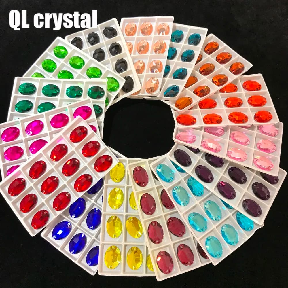 TUTTE LE Dimensioni TUTTI I Colori Ovale Sew On Rhinestones di Cristallo di Flatback con 2 fori per la Fabbricazione del vestito da sposa borse scarpe accessori
