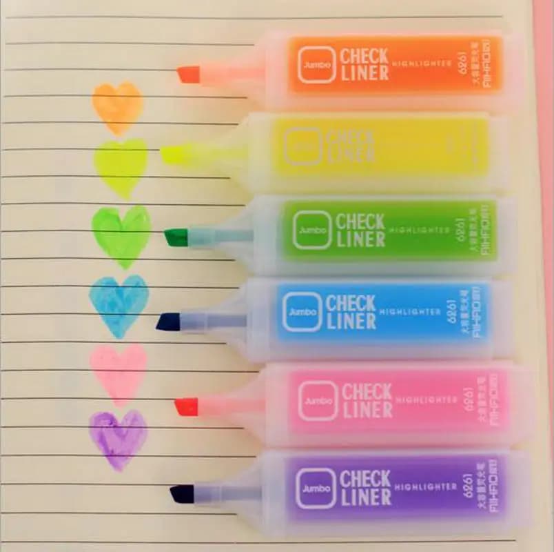 6 pz/set Kawaii Candy Color Fluorescente Evidenziatore Penna Acqua Pennarello Disegna Per Il Regalo Scolastico