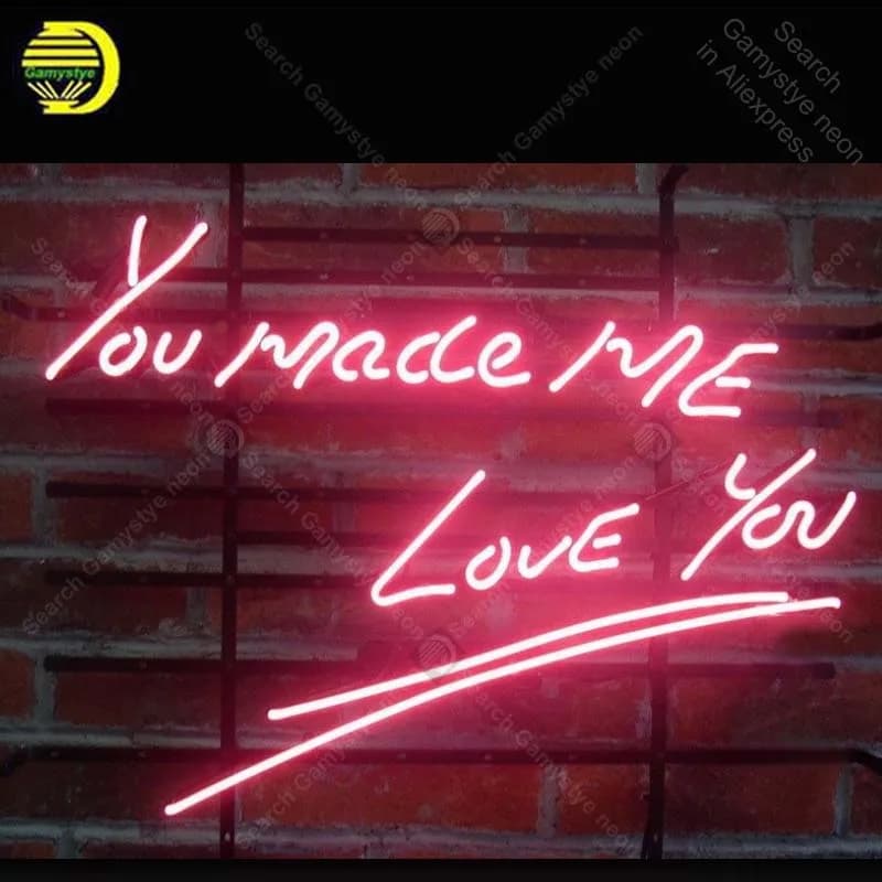 Insegna al neon per il nuovo mi ha fatto te amo Lampadina al neon insegna artigianale in vero tubo di vetro per finestra Decorazioni per la camera da letto Luci da bar al neon Decorazioni per la casa