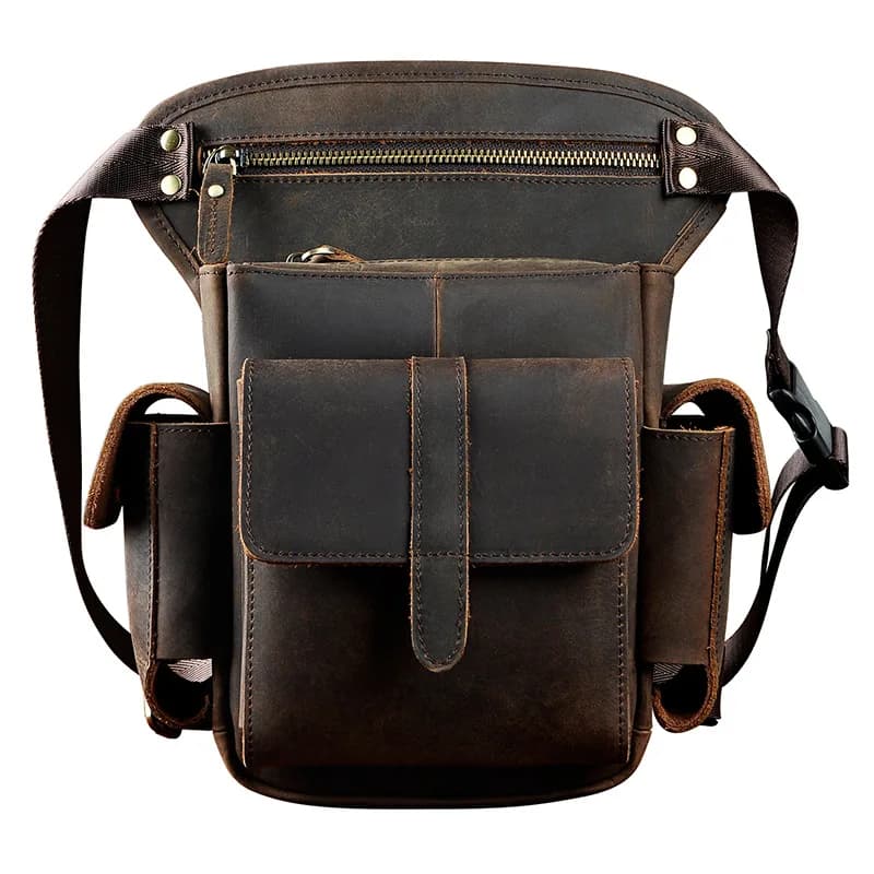 Borsa a tracolla da uomo multifunzione con Design in vera pelle borsa a tracolla per cintura resistente alla moda marsupio per gamba borsa per tablet 913-5d