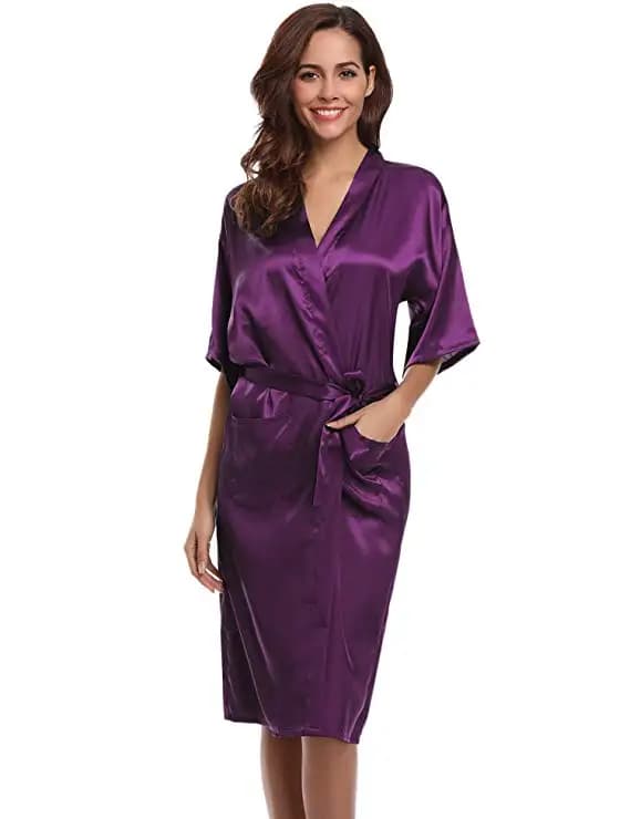 VIOLA OF Women's Bathrobe Hot Selling Silk Faux Kimono Bathroom Women's Dress Sexy Night Shirt Mujer Pijama Size S M L XL XXL XXXL Zh02A