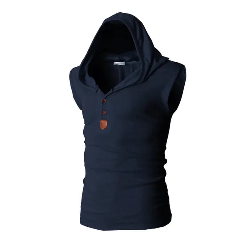 2025 New Brand Stretchy Sleeveless Shirt Casual Fashion Hooded Tank Top Men Outwear Fitted Slim Clothing