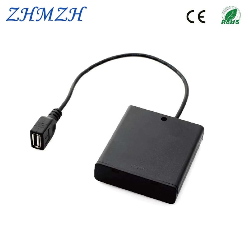 Voltage Regulator 4.8V 6V Power Supply Battery Box With Switch 4 AA Batteries Stack USB Battery Storage Clip Pack Holder Case