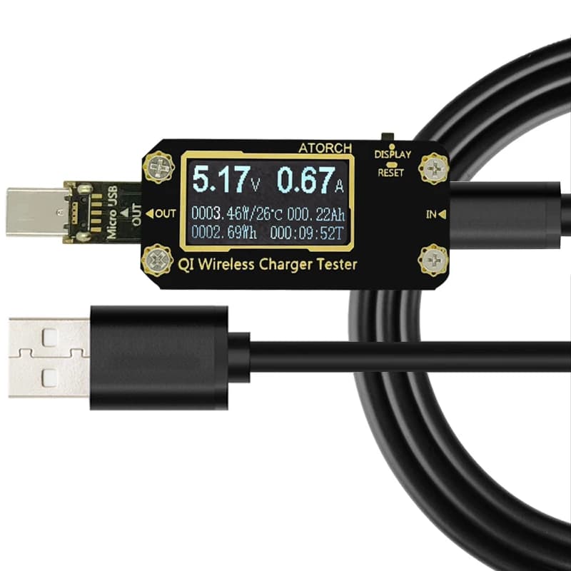 Caricabatterie Wireless QI 7 in 1 tester USB voltmetro digitale DC amperometro voltagecurrent meter amperometro detector caricabatterie power bank
