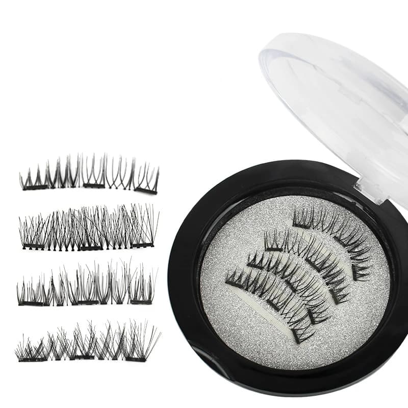 4pcs Morbido di Modo Naturale Ciglia 3D Tre Magnetica Ciglia Finte Senza Colla Ultra-Sottile Magnet Eye Lashes Extension strumenti