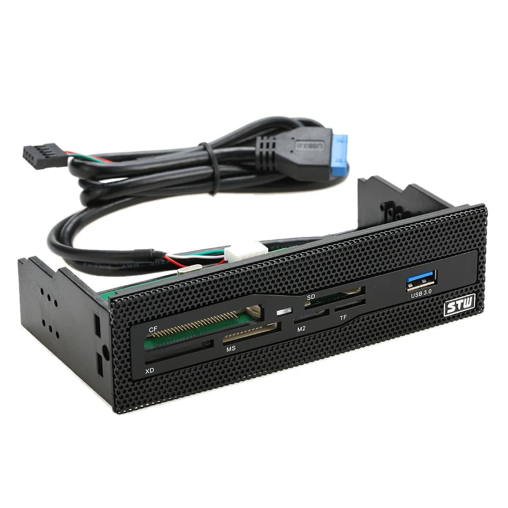 Lettore di schede interne da 5,25 pollici Multi-Funzione Cruscotto PC Pannello frontale Supporto USB 3.0 CF XD MS M2 Lettore di schede SD TF Smart