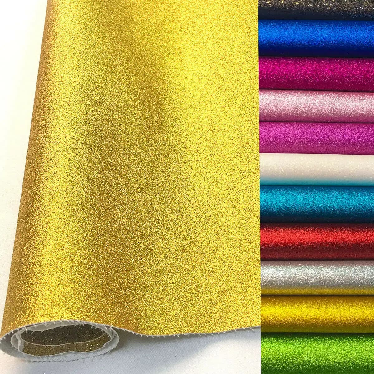 Tessuto da cucito in vinile glitterato FINE Sparkle lucido iridescente finta pelle PU artigianale materiale fai da te fiocchi decorazione borsa rotolo fogli