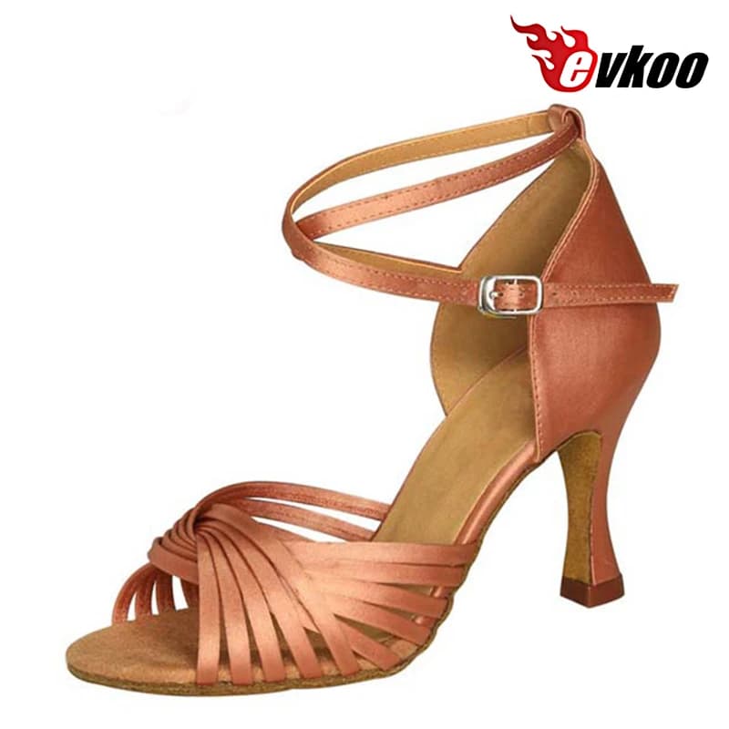 Evkoodance OEM Color Latin Dance Shoes For Ladies Made By High Quality Satin Material 7cm Heel Height Dancing Party Shoes Dance