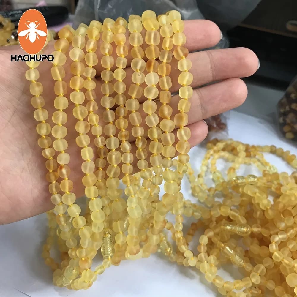 HAOHUPO Wholesale 10pcs Baltic Amber Baroque Natural Women Necklaces Supplier 7 Colors Matte/Polished GIC Individually Packaged