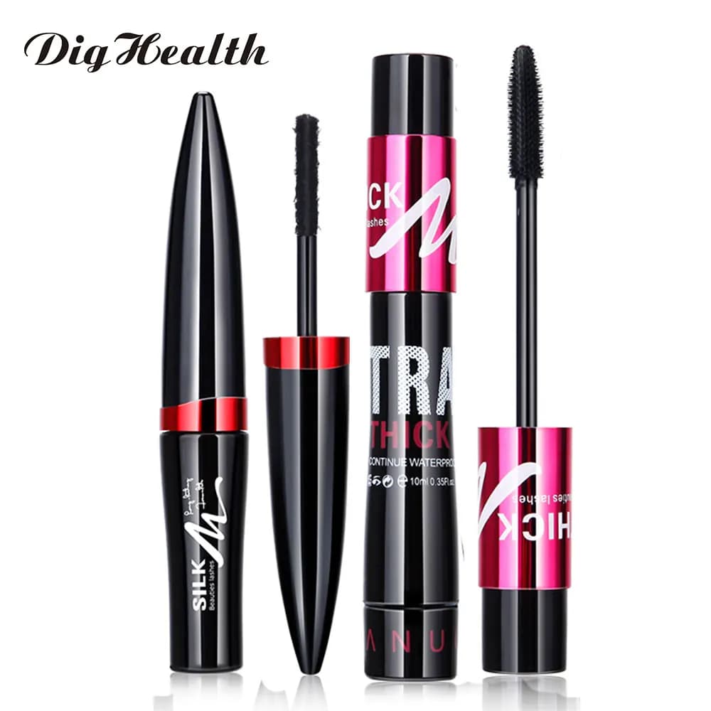 Dighealth 2 in 1 Waterproof 4d Silk Fiber Elongation Natural Eyelashes Extension Volume Cosmetic Mascara
