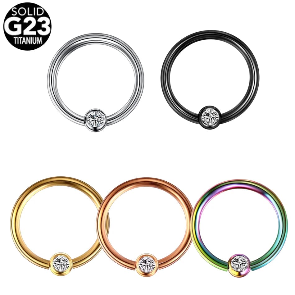 1 pz G23 titanio Captive Bead Ring naso setto anello orecchio cartilagine Helix Piercing narice Hoop Labret Lip Rings Piercing