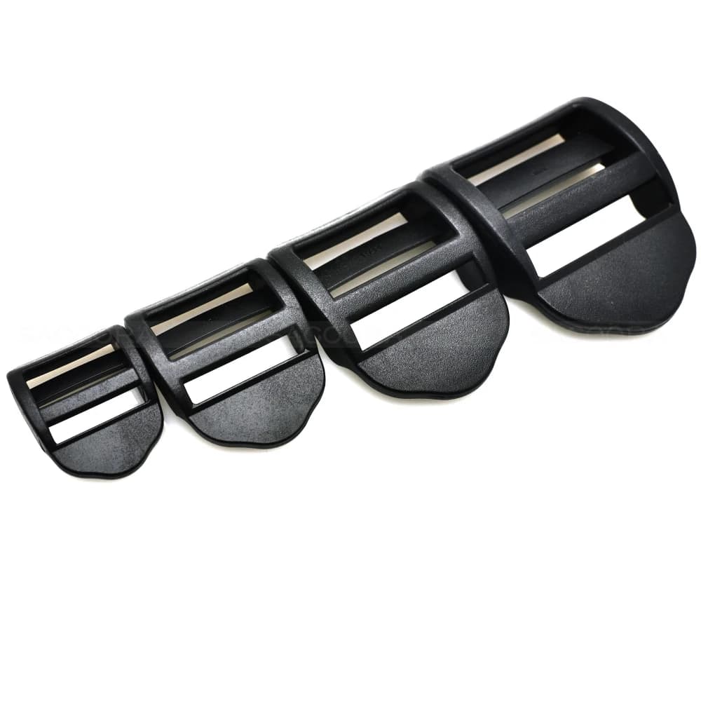 Accessorio per zaino con fibbia per cintura regolabile con cursore Tri-Glides da 10 pezzi in plastica nero