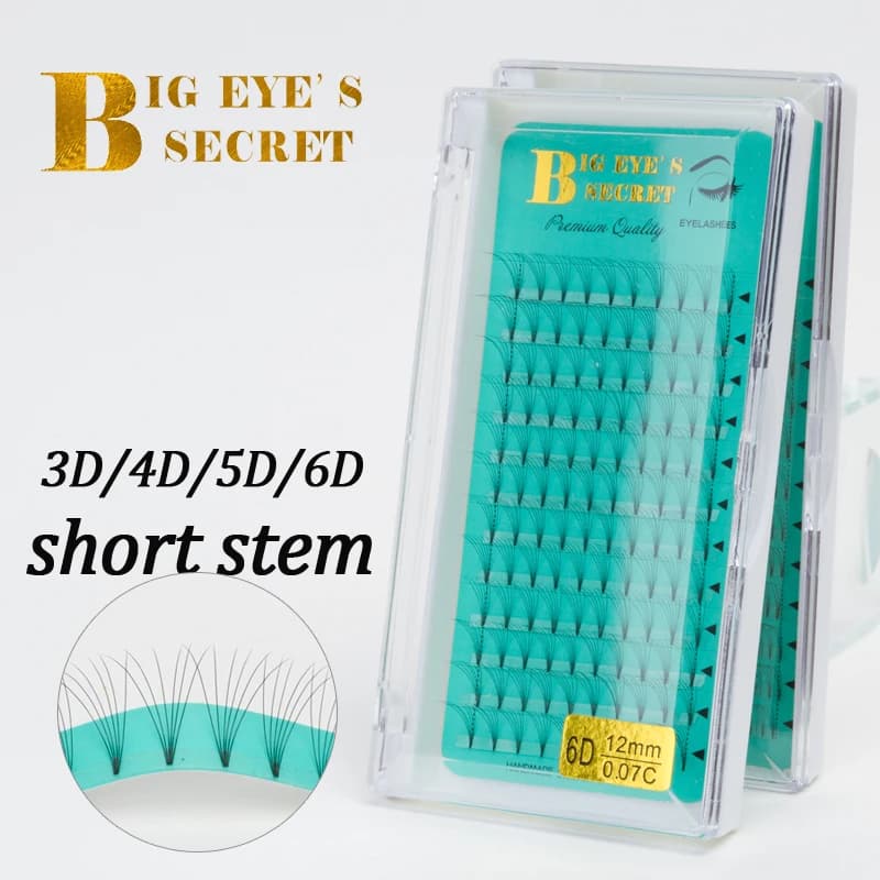 Big eye segreto gambo Corto Pre Ha Fatto gli appassionati di Volume di Visone Del Faux Premade Russo Volume di Estensione Del Ciglio
